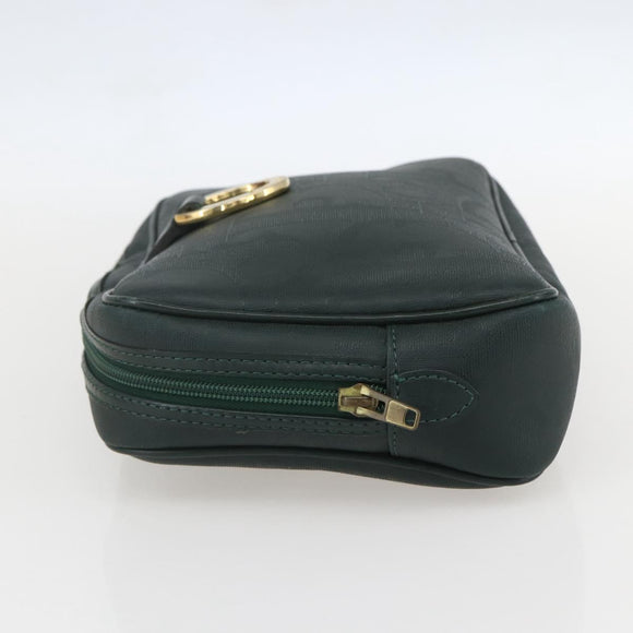 Christian Dior Trotter Canvas Clutch Bag PVC Green Gold Auth am10201V