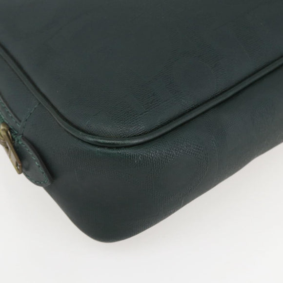 Christian Dior Trotter Canvas Clutch Bag PVC Green Gold Auth am10201V