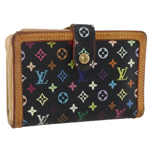 LOUIS VUITTON Multicolor Portefeuille Viennois Wallet Black M92988 Auth am10211