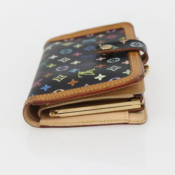 LOUIS VUITTON Multicolor Portefeuille Viennois Wallet Black M92988 Auth am10211