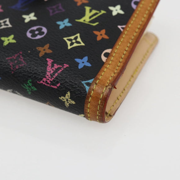 LOUIS VUITTON Multicolor Portefeuille Viennois Wallet Black M92988 Auth am10211