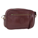 CARTIER Must Line Shoulder Bag Leather Bordeaux Gold Auth am10220-1