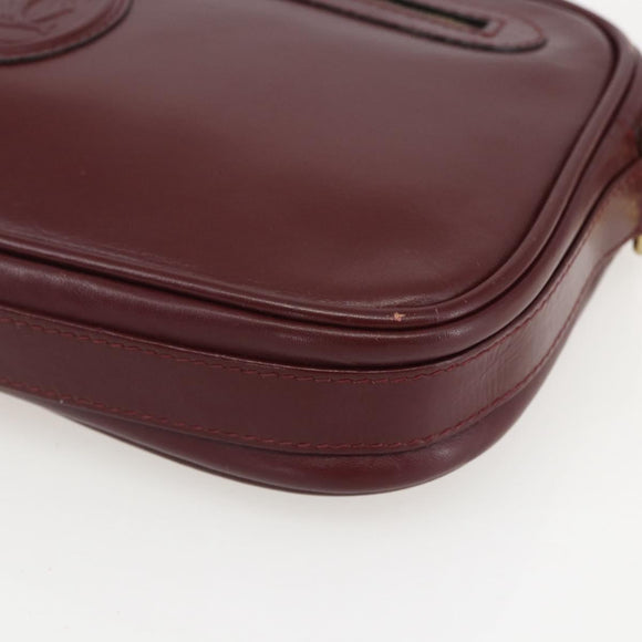 CARTIER Must Line Shoulder Bag Leather Bordeaux Gold Auth am10220