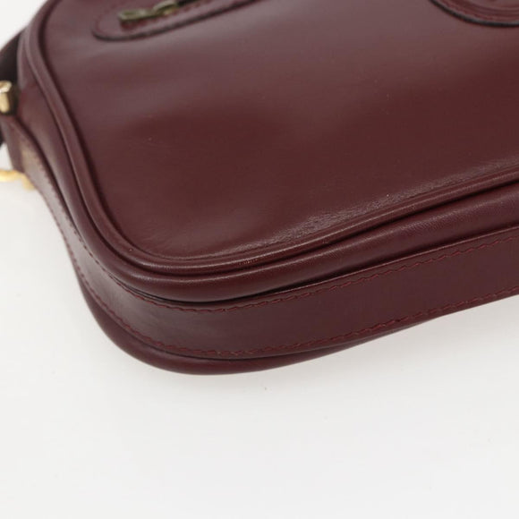 CARTIER Must Line Shoulder Bag Leather Bordeaux Gold Auth am10220