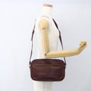 CARTIER Must Line Shoulder Bag Leather Bordeaux Gold Auth am10220-22