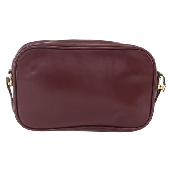 CARTIER Must Line Shoulder Bag Leather Bordeaux Gold Auth am10220