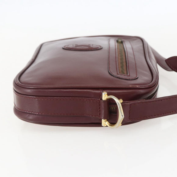 CARTIER Must Line Shoulder Bag Leather Bordeaux Gold Auth am10220