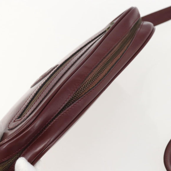 CARTIER Must Line Shoulder Bag Leather Bordeaux Gold Auth am10220
