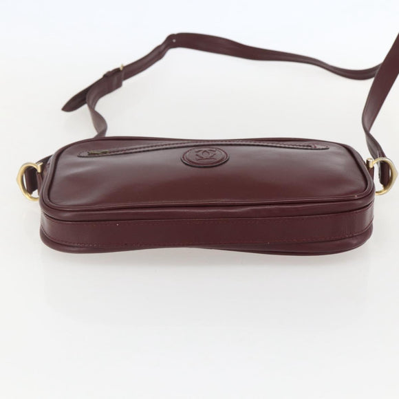 CARTIER Must Line Shoulder Bag Leather Bordeaux Gold Auth am10220