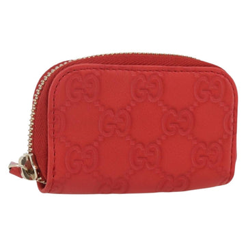 GUCCI GG Canvas Guccissima Coin Purse Leather Red Gold 324801 Auth am10224V
