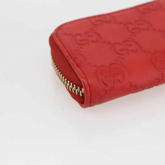 GUCCI GG Canvas Guccissima Coin Purse Leather Red Gold 324801 Auth am10224V