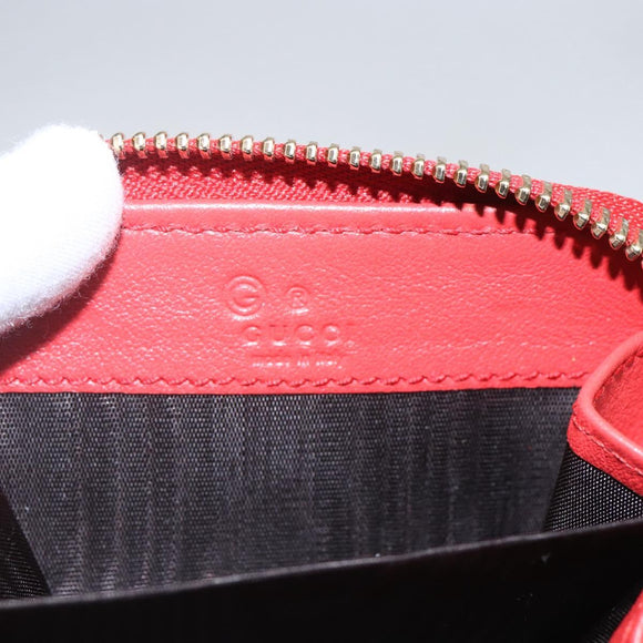 GUCCI GG Canvas Guccissima Coin Purse Leather Red Gold 324801 Auth am10224V