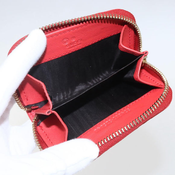 GUCCI GG Canvas Guccissima Coin Purse Leather Red Gold 324801 Auth am10224V