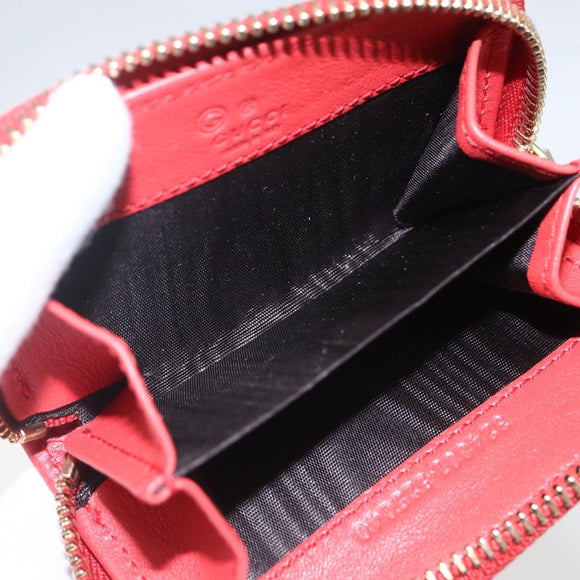 GUCCI GG Canvas Guccissima Coin Purse Leather Red Gold 324801 Auth am10224V