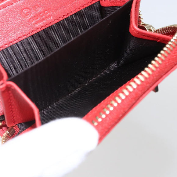 GUCCI GG Canvas Guccissima Coin Purse Leather Red Gold 324801 Auth am10224V