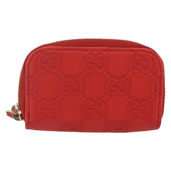 GUCCI GG Canvas Guccissima Coin Purse Leather Red Gold 324801 Auth am10224V