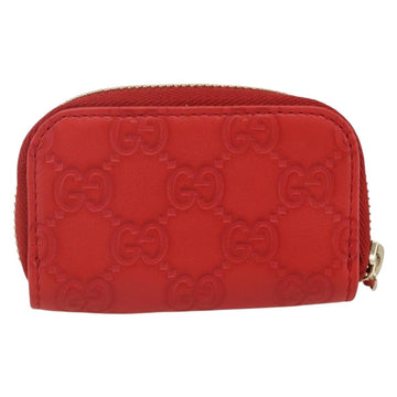 GUCCI GG Canvas Guccissima Coin Purse Leather Red Gold 324801 Auth am10224V - 0