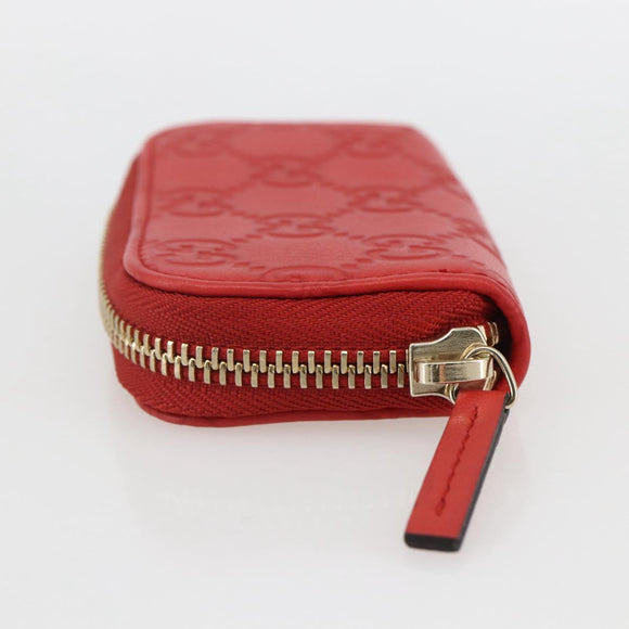 GUCCI GG Canvas Guccissima Coin Purse Leather Red Gold 324801 Auth am10224V