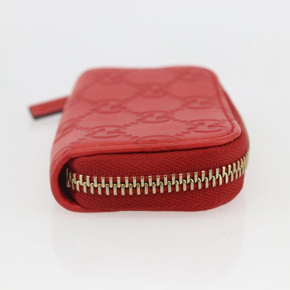 GUCCI GG Canvas Guccissima Coin Purse Leather Red Gold 324801 Auth am10224V