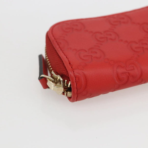 GUCCI GG Canvas Guccissima Coin Purse Leather Red Gold 324801 Auth am10224V