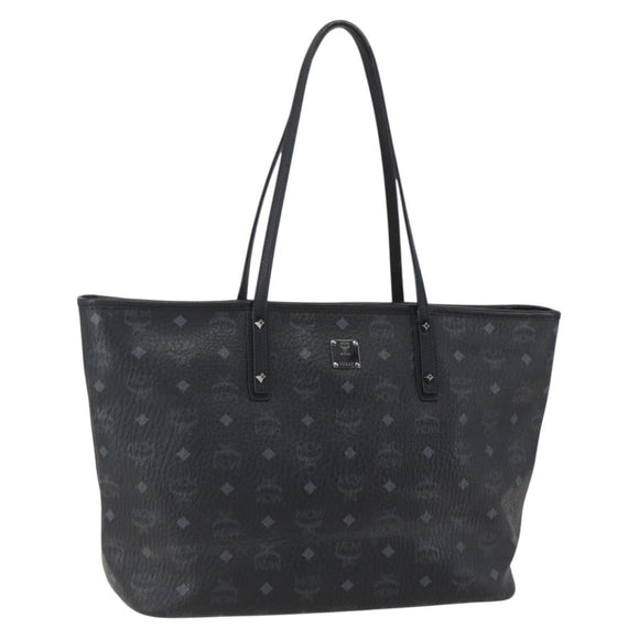 MCM Logogram Vicetos Tote Bag PVC Black Gold Auth am10225