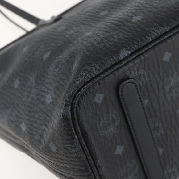 MCM Logogram Vicetos Tote Bag PVC Black Gold Auth am10225