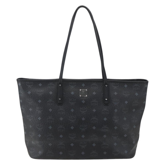 MCM Logogram Vicetos Tote Bag PVC Black Gold Auth am10225
