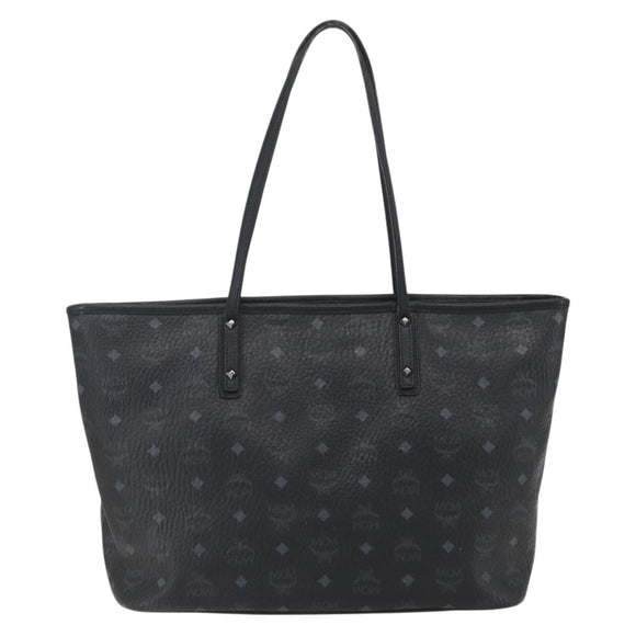 MCM Logogram Vicetos Tote Bag PVC Black Gold Auth am10225