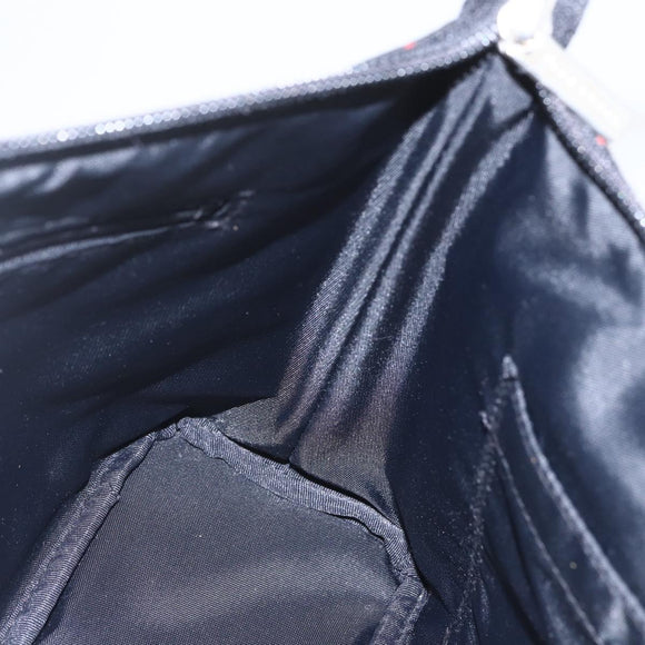 BURBERRY Nova Check Blue Label Shoulder Bag Nylon Black Silver Auth am10226V