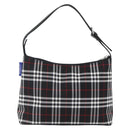 BURBERRY Nova Check Blue Label Shoulder Bag Nylon Black Silver Auth am10226V-13