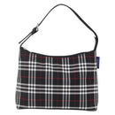 BURBERRY Nova Check Blue Label Shoulder Bag Nylon Black Silver Auth am10226V-2