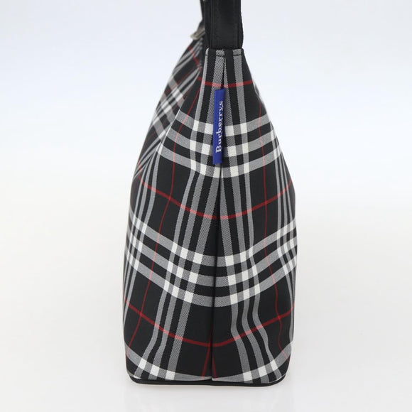 BURBERRY Nova Check Blue Label Shoulder Bag Nylon Black Silver Auth am10226V