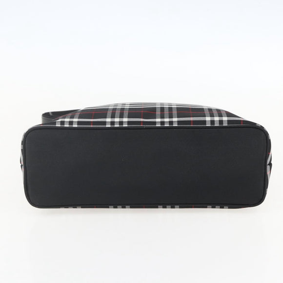 BURBERRY Nova Check Blue Label Shoulder Bag Nylon Black Silver Auth am10226V