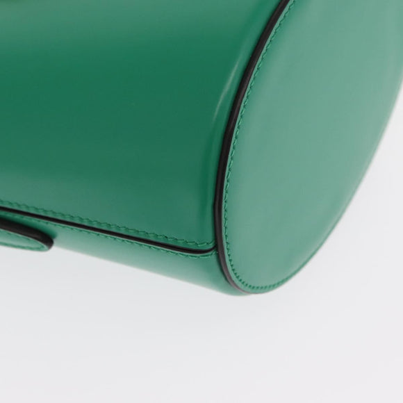 Salvatore Ferragamo Gancini trifolio Hand Bag Leather Green Gold Auth am10228V