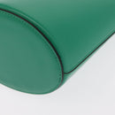 Salvatore Ferragamo Gancini trifolio Hand Bag Leather Green Gold Auth am10228V-11