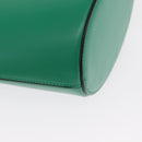 Salvatore Ferragamo Gancini trifolio Hand Bag Leather Green Gold Auth am10228V-12