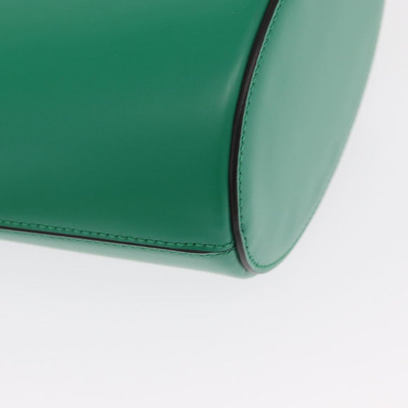 Salvatore Ferragamo Gancini trifolio Hand Bag Leather Green Gold Auth am10228V