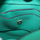 Salvatore Ferragamo Gancini trifolio Hand Bag Leather Green Gold Auth am10228V-16