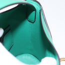 Salvatore Ferragamo Gancini trifolio Hand Bag Leather Green Gold Auth am10228V-18
