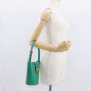 Salvatore Ferragamo Gancini trifolio Hand Bag Leather Green Gold Auth am10228V-22