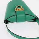 Salvatore Ferragamo Gancini trifolio Hand Bag Leather Green Gold Auth am10228V-6