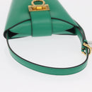 Salvatore Ferragamo Gancini trifolio Hand Bag Leather Green Gold Auth am10228V-7
