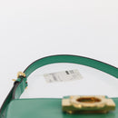 Salvatore Ferragamo Gancini trifolio Hand Bag Leather Green Gold Auth am10228V-8