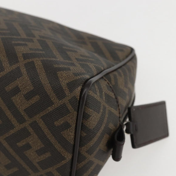 FENDI Zucca Canvas Clutch Bag PVC Black Brown Auth am10229V