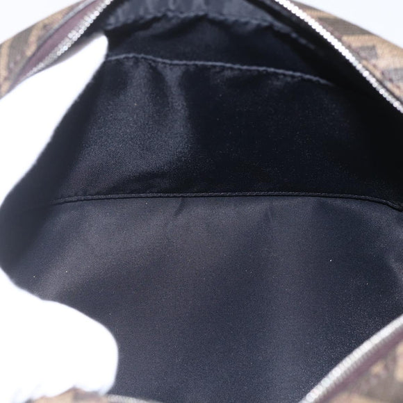 FENDI Zucca Canvas Clutch Bag PVC Black Brown Auth am10229V