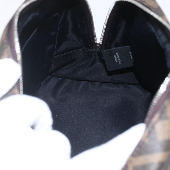 FENDI Zucca Canvas Clutch Bag PVC Black Brown Auth am10229V