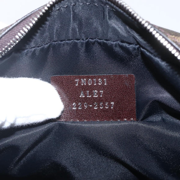 FENDI Zucca Canvas Clutch Bag PVC Black Brown Auth am10229V