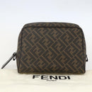 FENDI Zucca Canvas Clutch Bag PVC Black Brown Auth am10229V-19