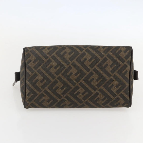 FENDI Zucca Canvas Clutch Bag PVC Black Brown Auth am10229V