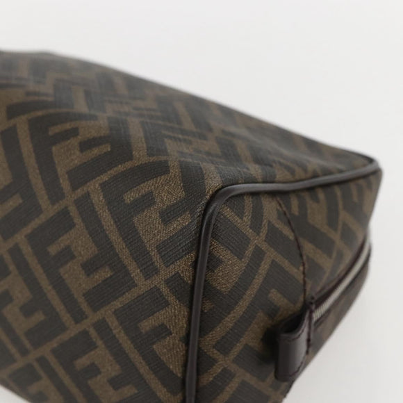 FENDI Zucca Canvas Clutch Bag PVC Black Brown Auth am10229V